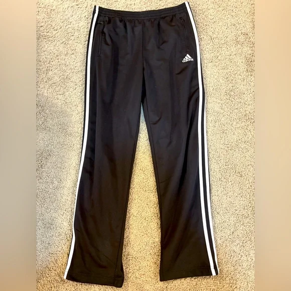 🤍🖤adidas • VINTAGE • black w/ white trim breakaway sweatpants • XL - Picture 1 of 11